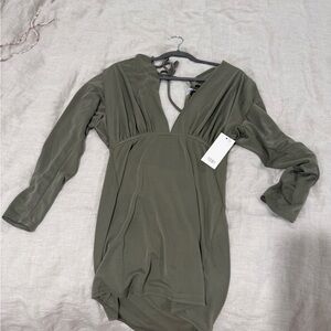 Tobi Sage Green Long Sleeve Dress